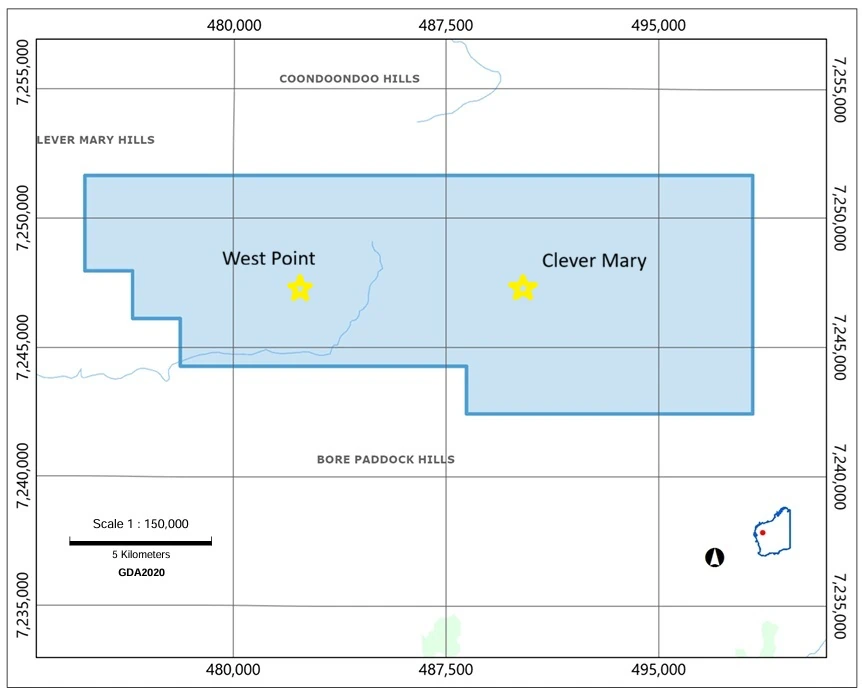Regional map of the West Point gold-copper exploration licence application